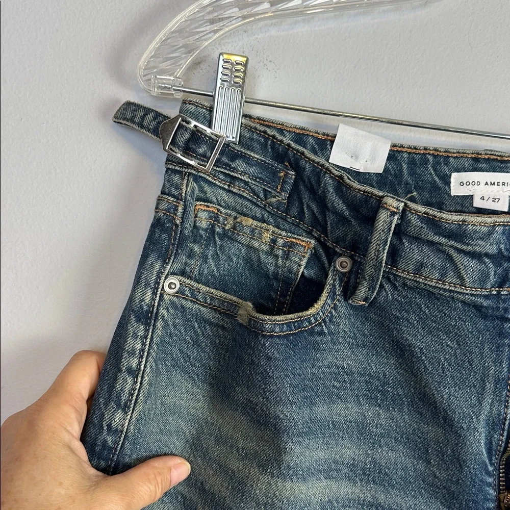 NWT Good American Good Ease Mid Rise Jean Relaxed Fit High Rise 34” Inseam 4/27 - Picture 12 of 16